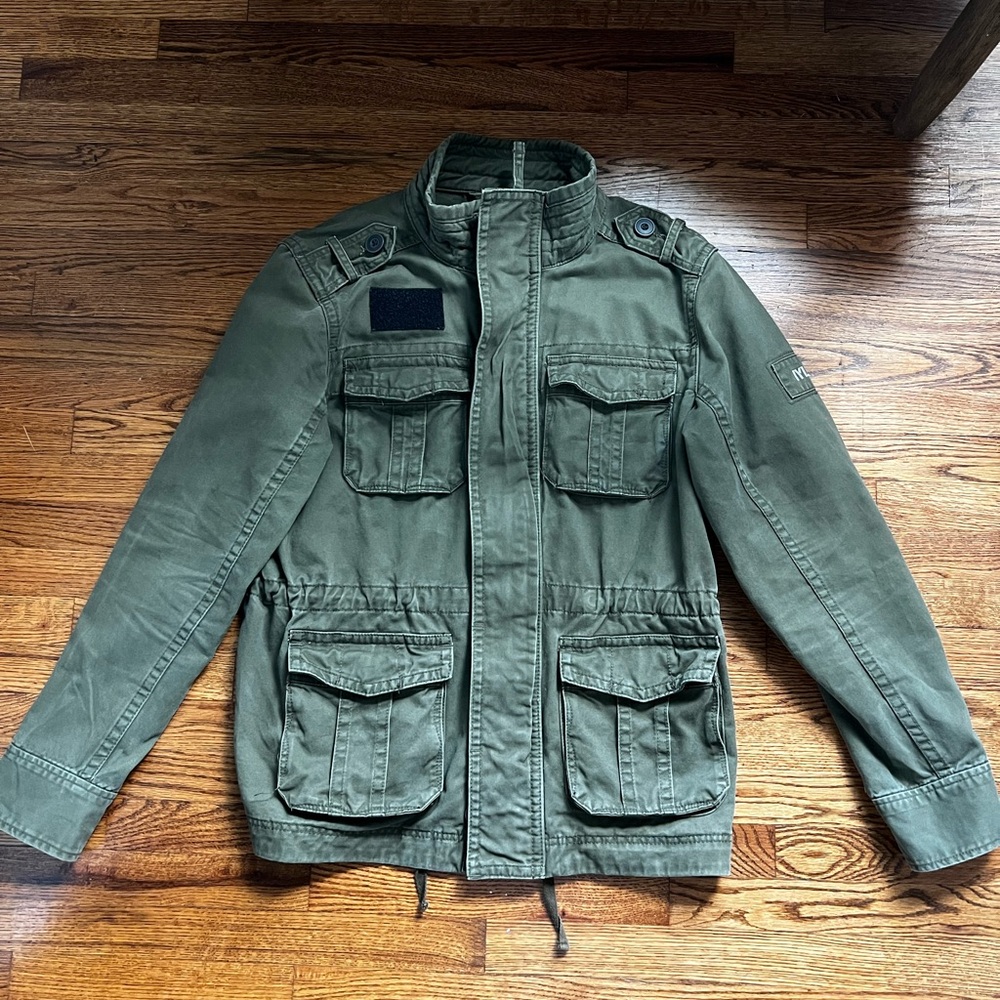 Men's Olive Field Jacket with Pockets Medium